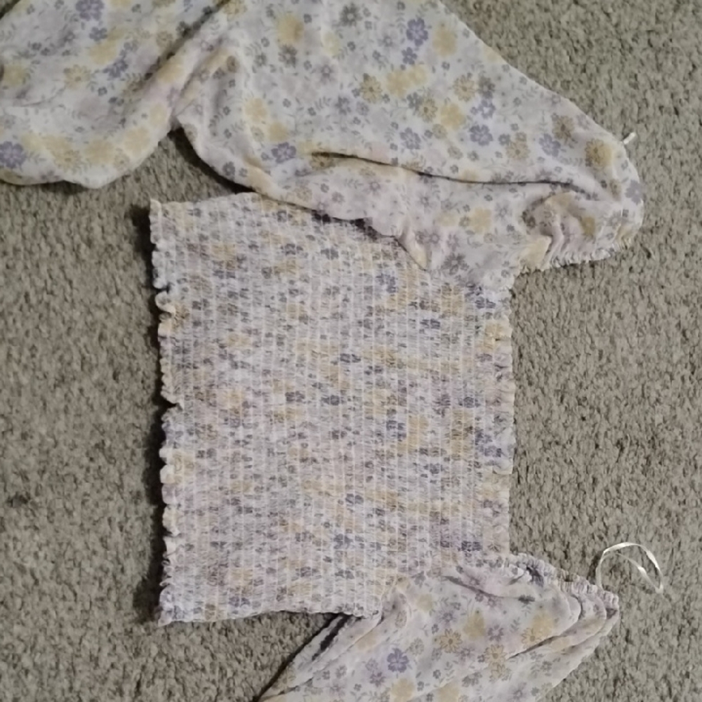 Love Tree Pastel Floral Smocked Top